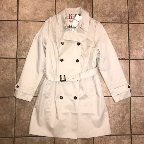 Women's Barbour Short Greta Showerproof Trench Coat Jacket-Size 14 - Picture 12 of 16